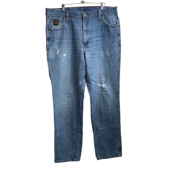 Cinch Western Denim Blue Jeans Mens 38x38 Green Label Distressed MB90530 - Picture 2 of 8